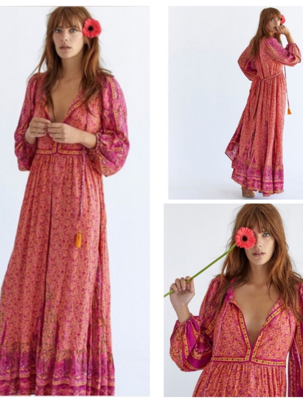 FREE PEOPLE 'Happy Feelings' Golden Combo Boho Festival Dress M